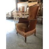 Late 20th-Century Dralon Velvet Upholstered Walnut Armchair