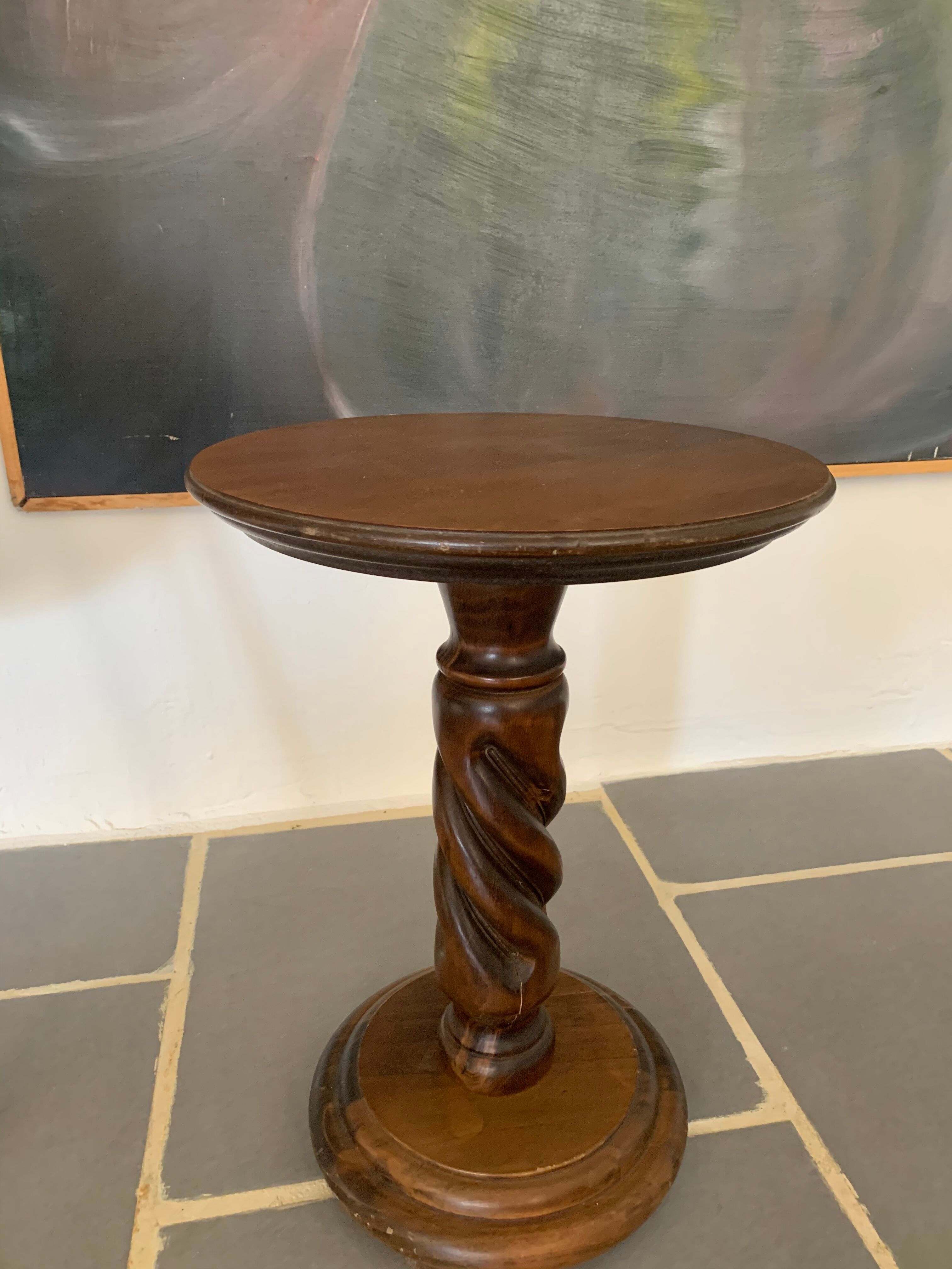 Vintage turned wood side table