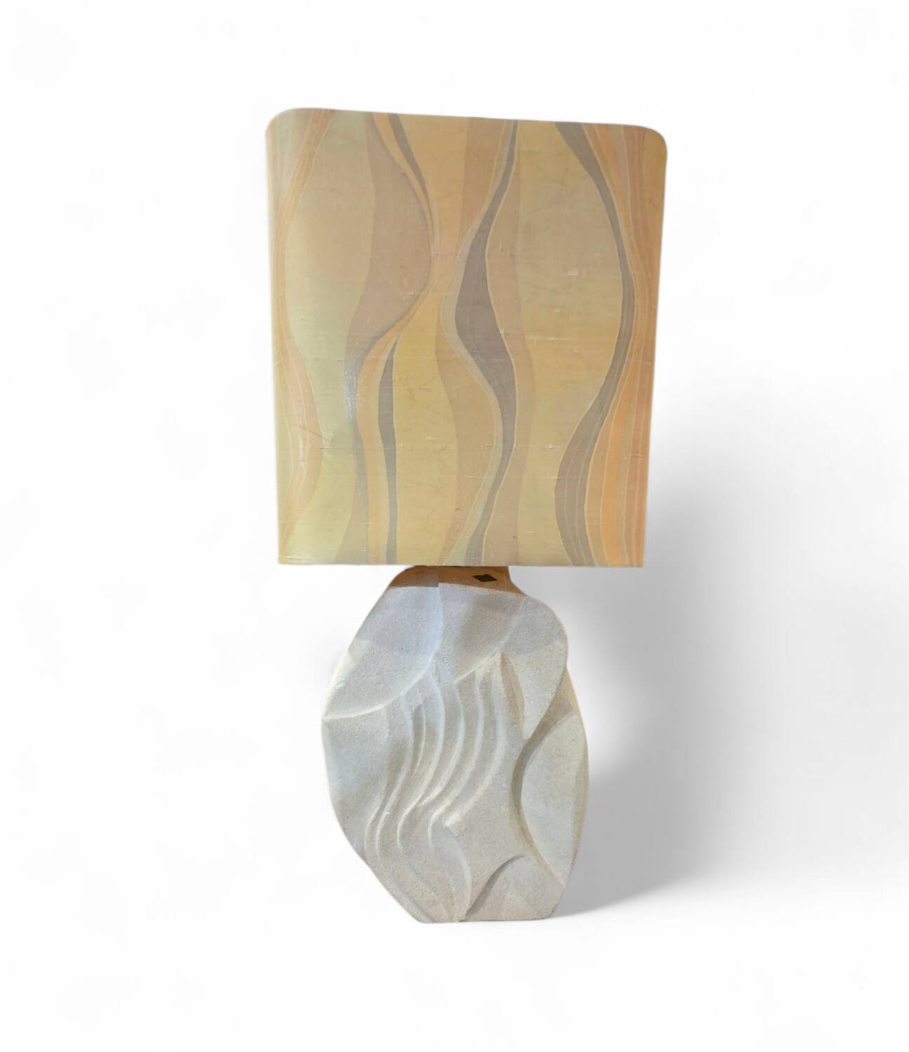 Rare lampe en pierre de calcaire Maison Brusson circa 1990