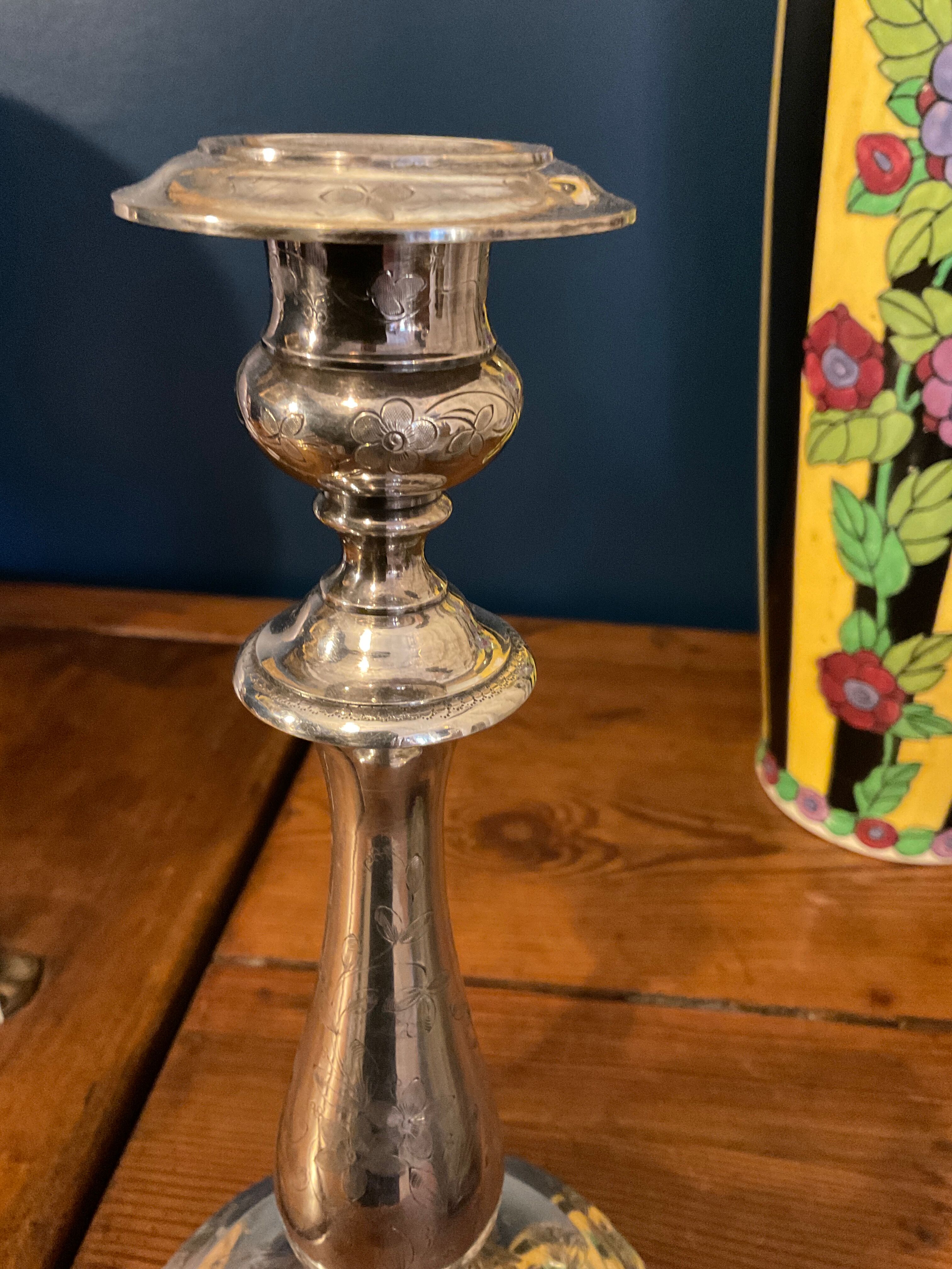 Candle holder christofle silver metal .