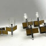 Mid-Century Modern set of eight brass and chrome sconces by Sciolari. Italy 1970s