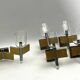 Mid-Century Modern set of eight brass and chrome sconces by Sciolari. Italy 1970s