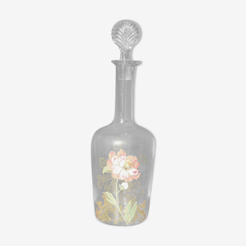 Carafe à liqueur - décor florale - art nouveau - legras