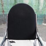 1970s chrome and black velvet sculptural rocking chair