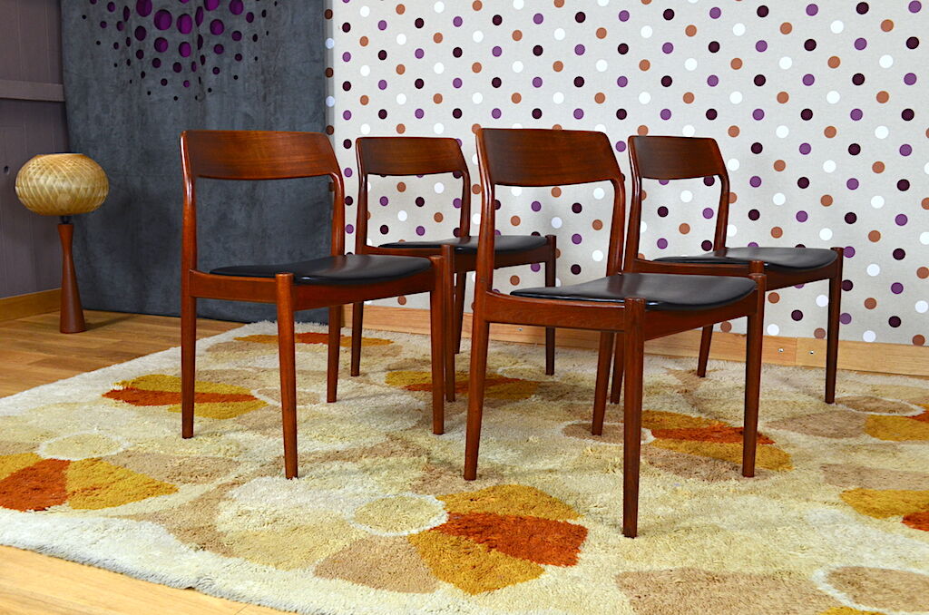 4 Chaises Danoise en Teck Norgaard Johannes 1966