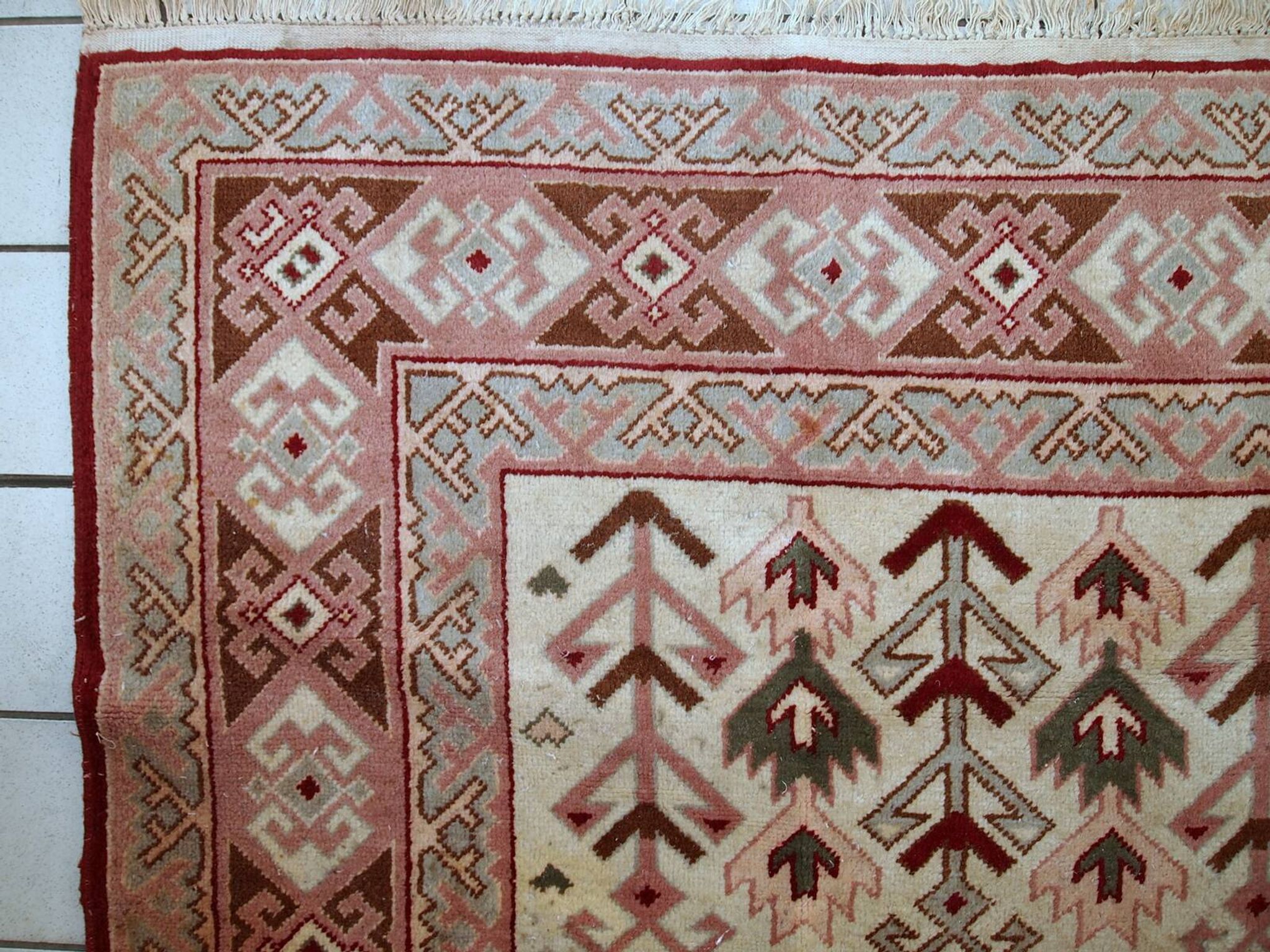 Tapis Vintage Sivas Turc en Laine, Années 1960, Design Géométrique