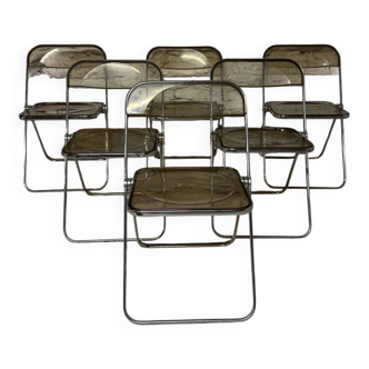 6 Plia chairs by Giancarlo Piretti for Castelli 1970