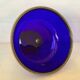 Cobalt blue trinket dish with a beaded pattern.