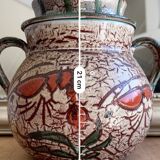 Grand pot en céramique décor poisson – pièce artisanale peinte à la main