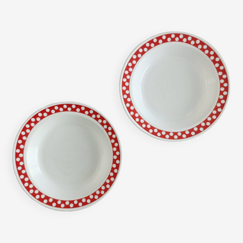 Set of 2 Arcopal Polka soup plates