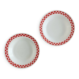 Set of 2 Arcopal Polka soup plates