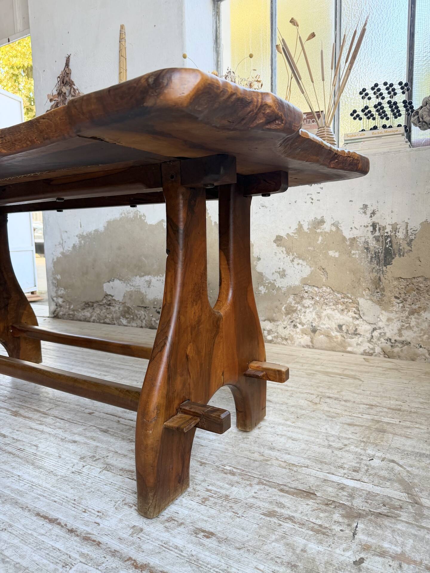 Dining table in solid olive wood Maison Skela 1960