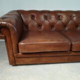 English brown leather chesterfield sofa