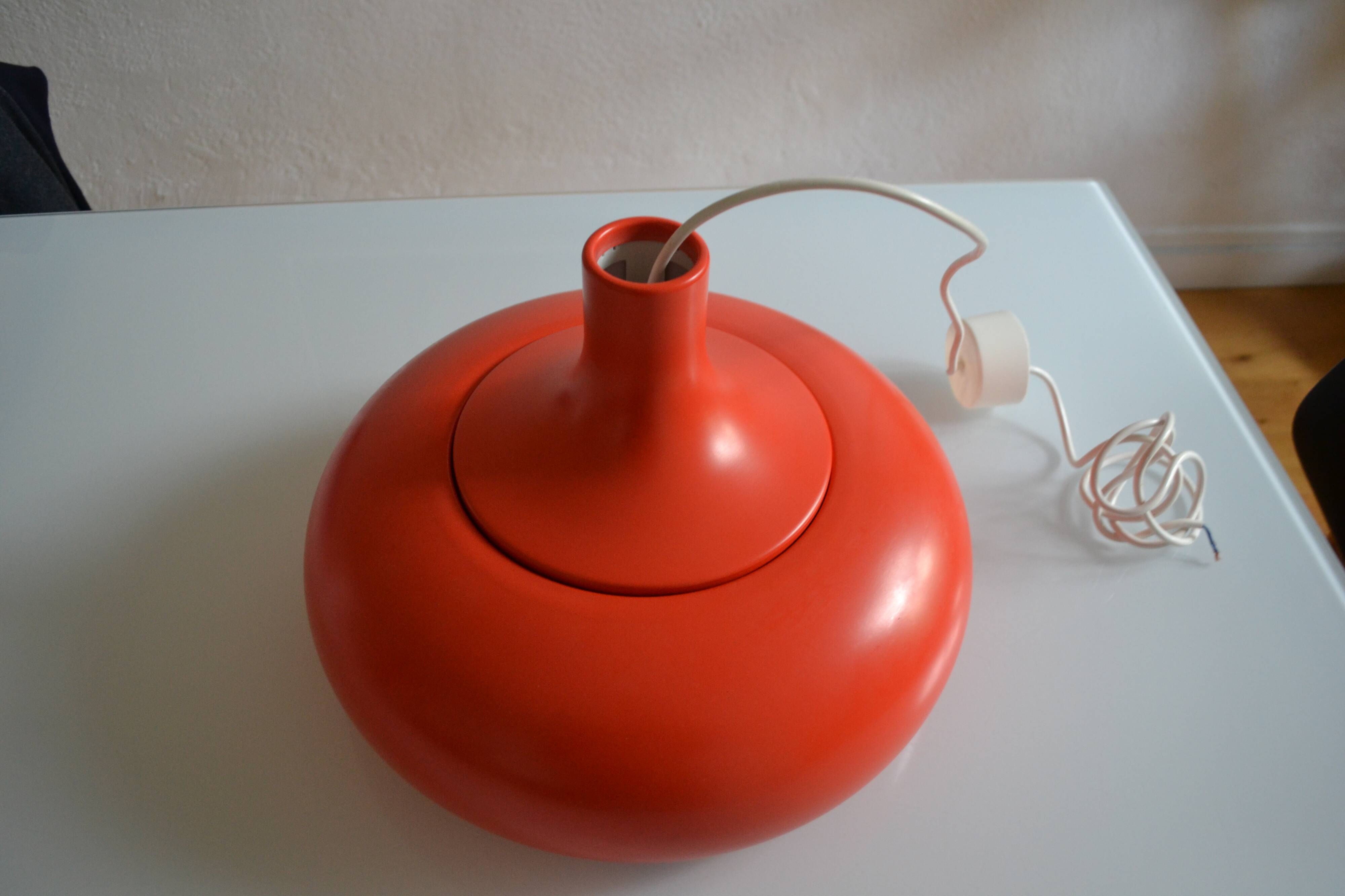 vintage suspension 1970s orange lacquered metal