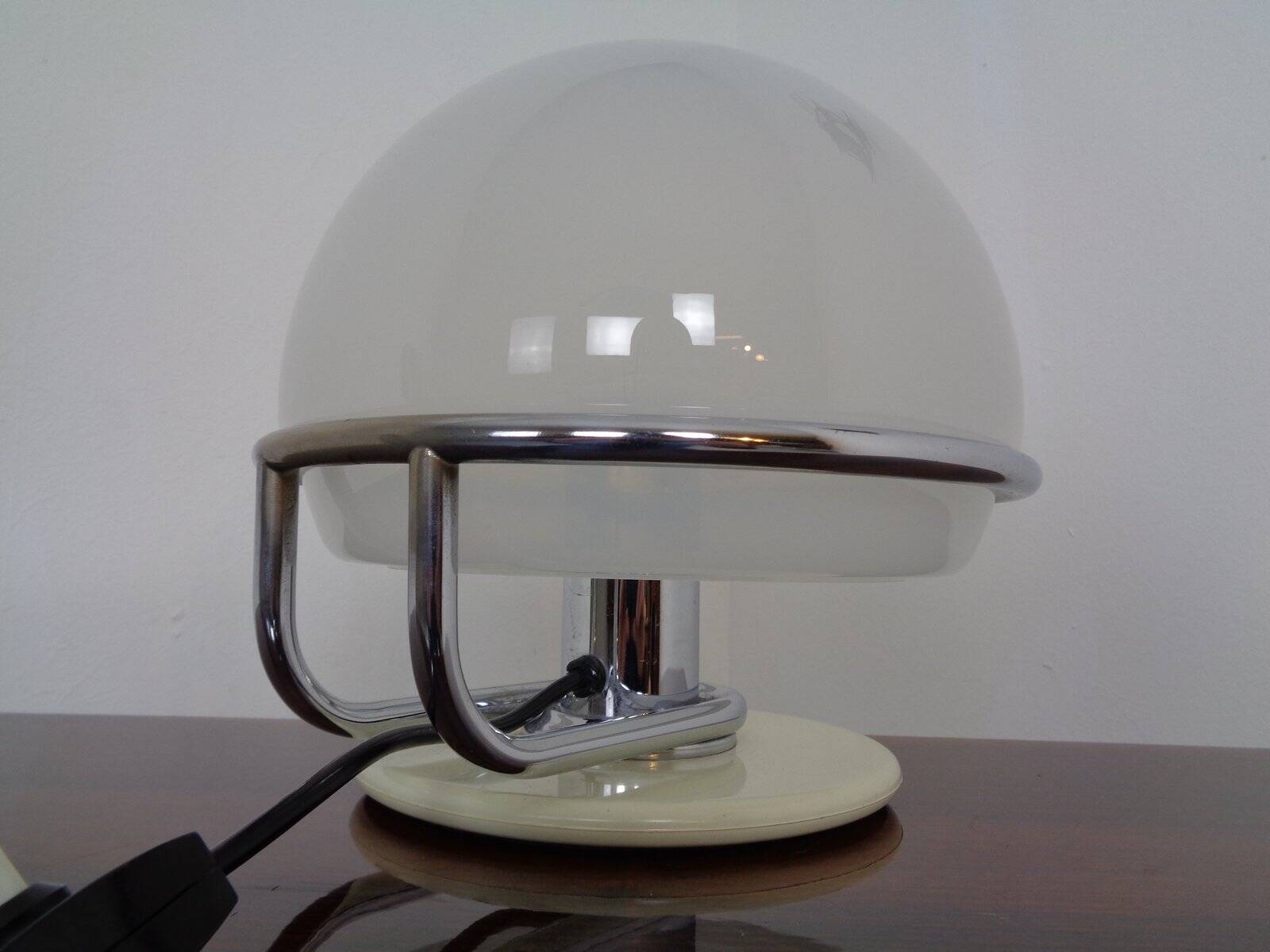 Italian Glass & Chromed Steel Table Lamp, 1960s