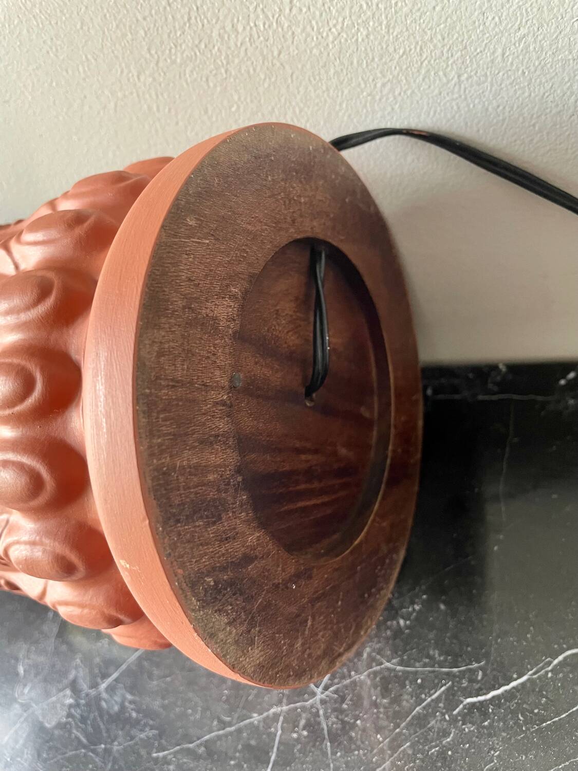 Vintage glass and metal lamp base