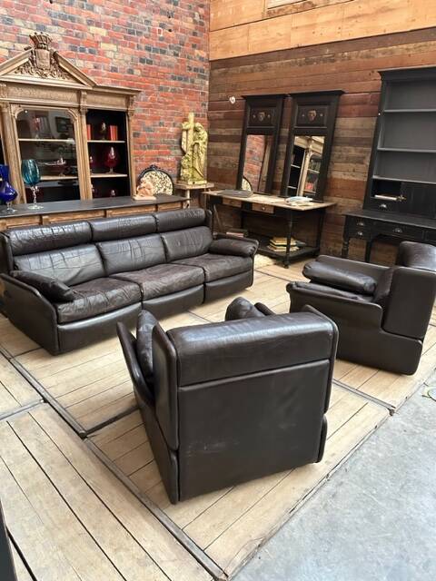 Ensemble de salon en cuir années 80
