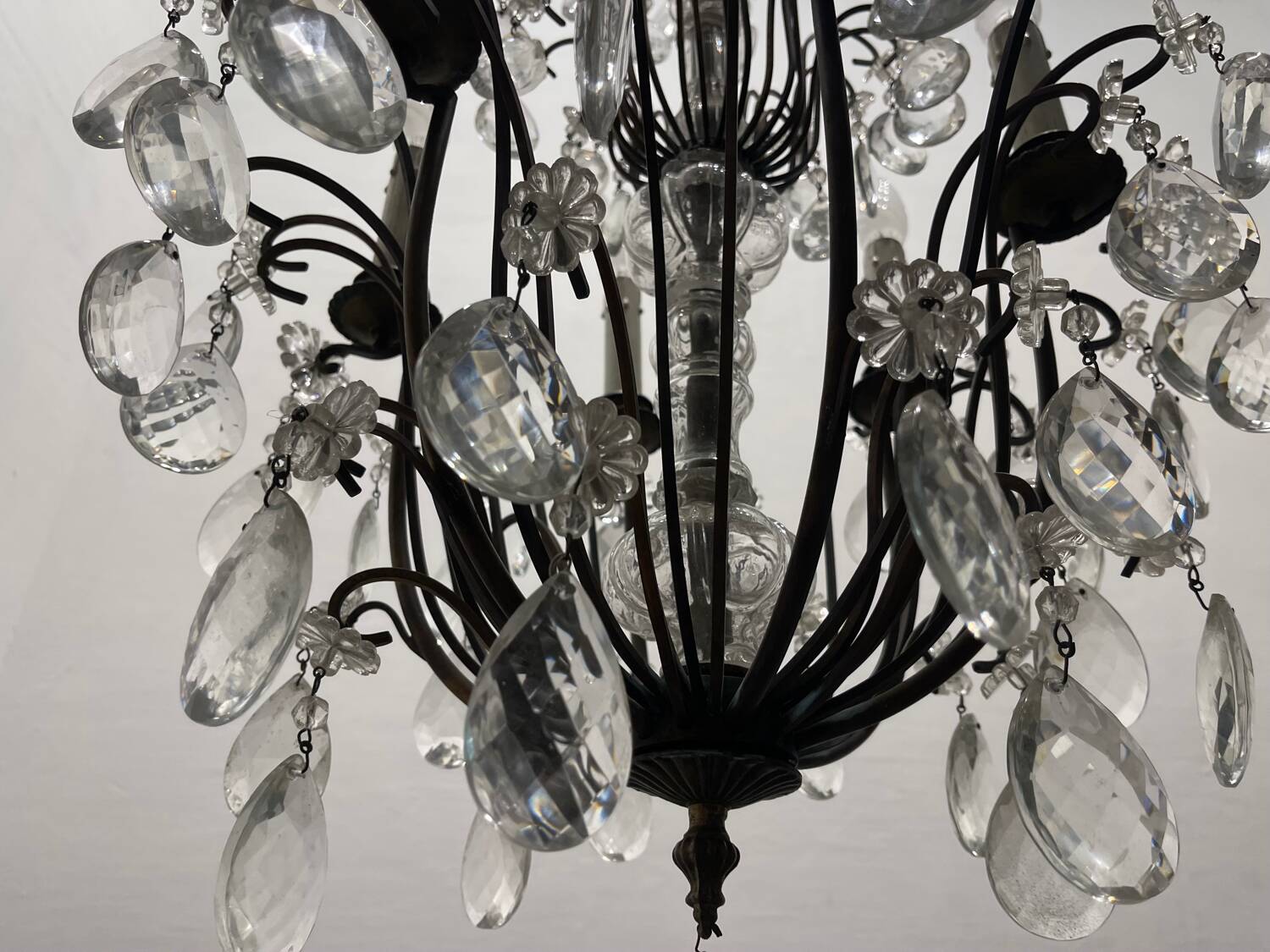 Antique Large Bronze Crystal Chandelier 1920/40’s