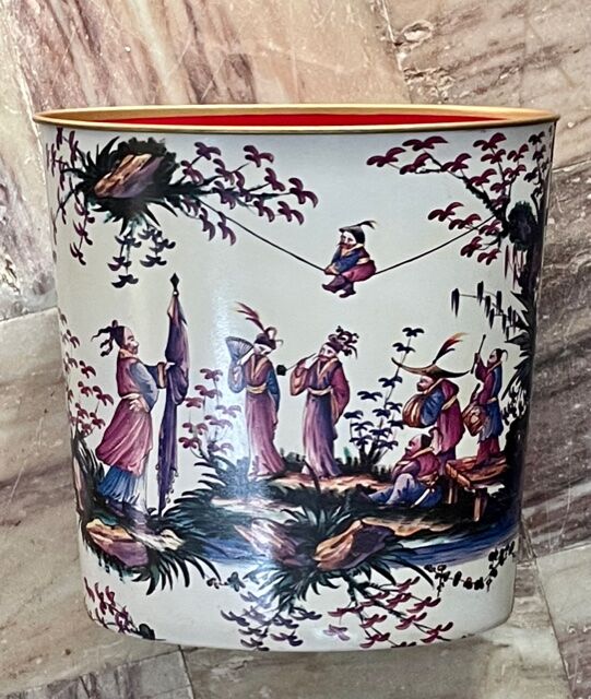 Silkscreened sheet metal paper basket 1960