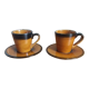 2 Longchamp ceramic coffee cups and saucers