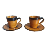 2 Longchamp ceramic coffee cups and saucers