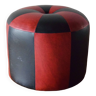 Vintage round pouf in red and black Skai