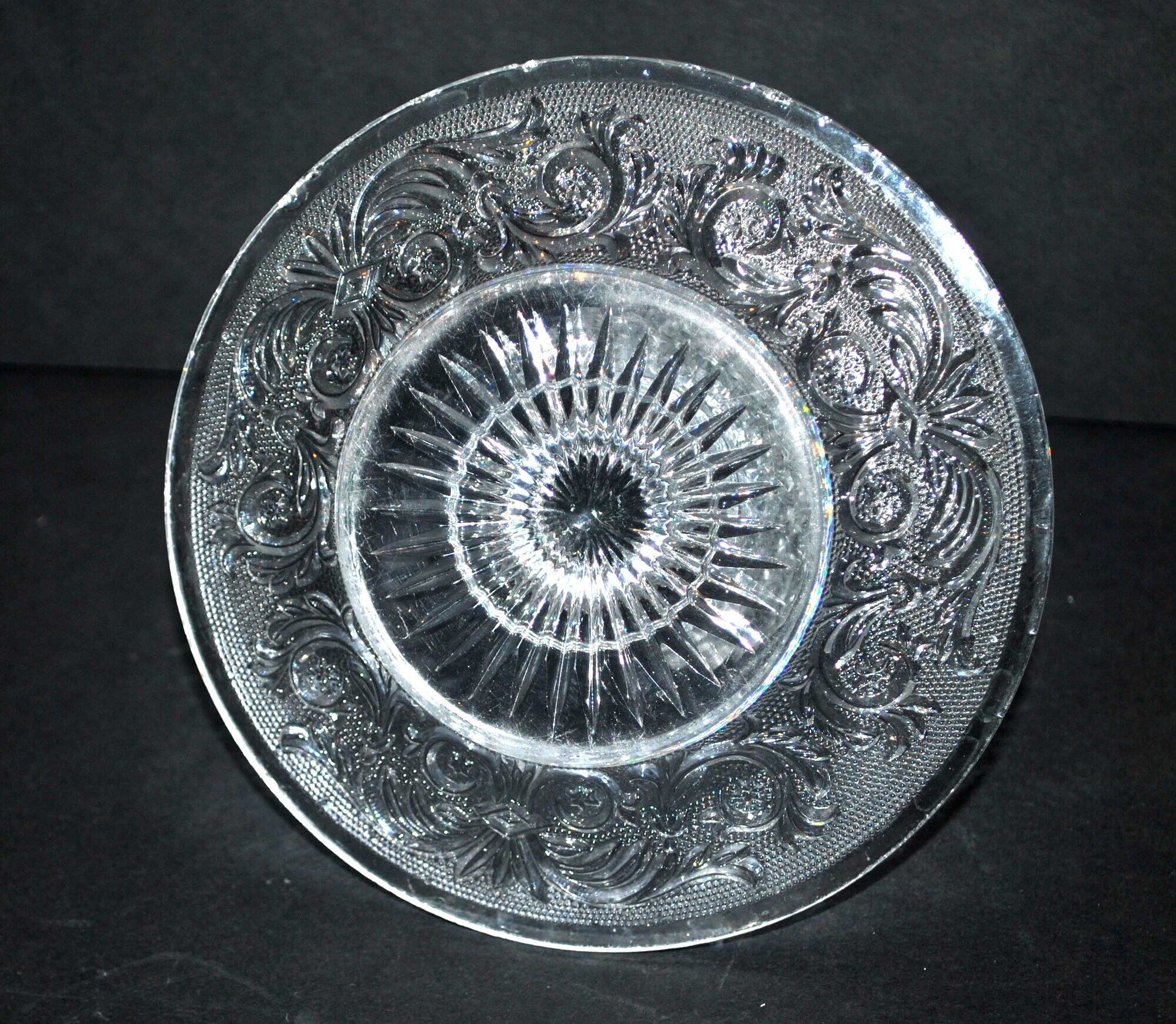 Old BACCARAT mustard maker in crystal molded with sandblasted arabesques