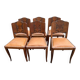 6 Art Deco gondola chairs in solid oak with brown leatherette, 1930s.