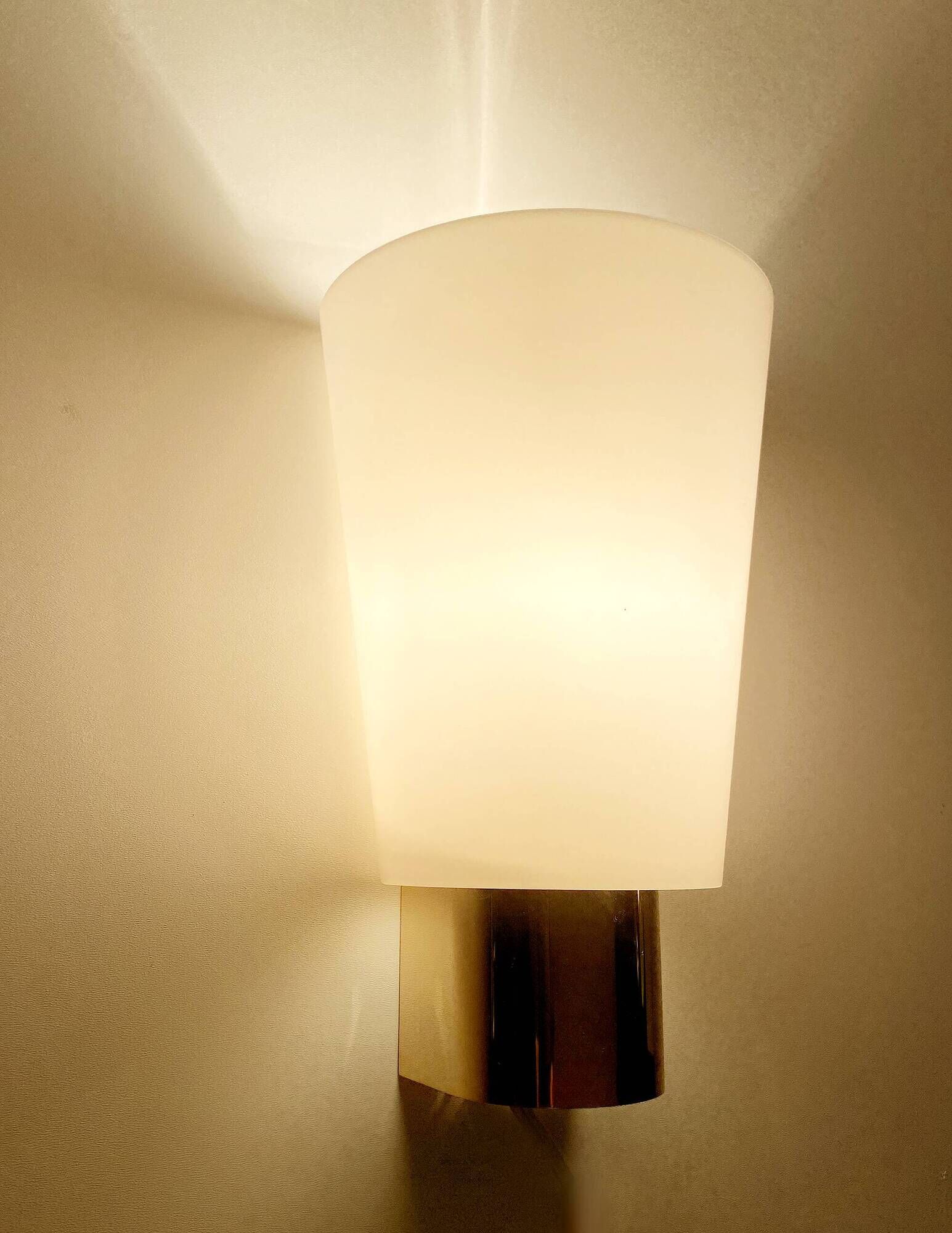 Set of 3 Vintage Limburg Wall Lights Gilded with fine gold, Glass