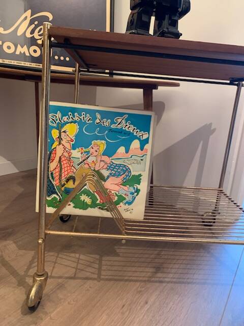 Vintage vinyl storage table trolley