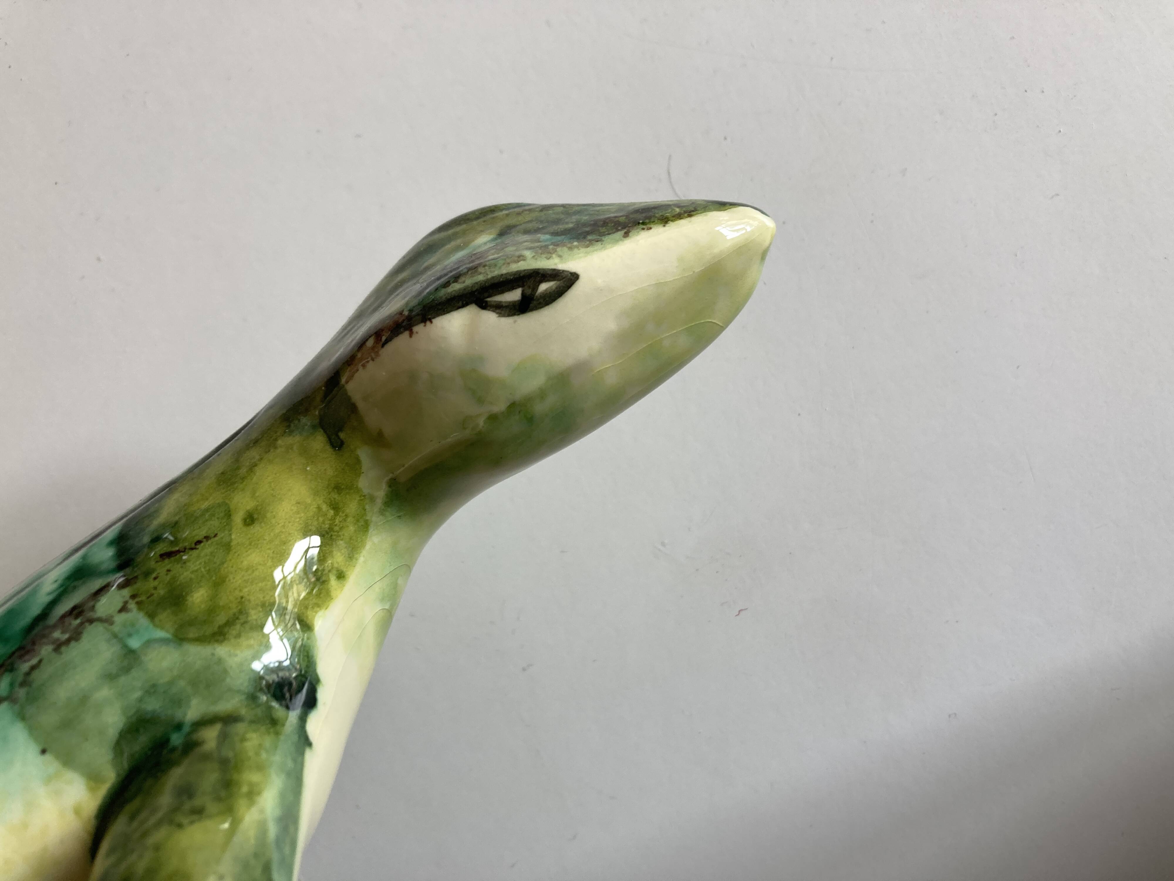 Provence 1970 XXL lizard in green glazed stoneware