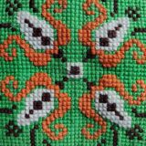 Vintage canvas embroidered cushion