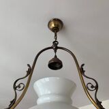 Laiton and opaline hanging lamp