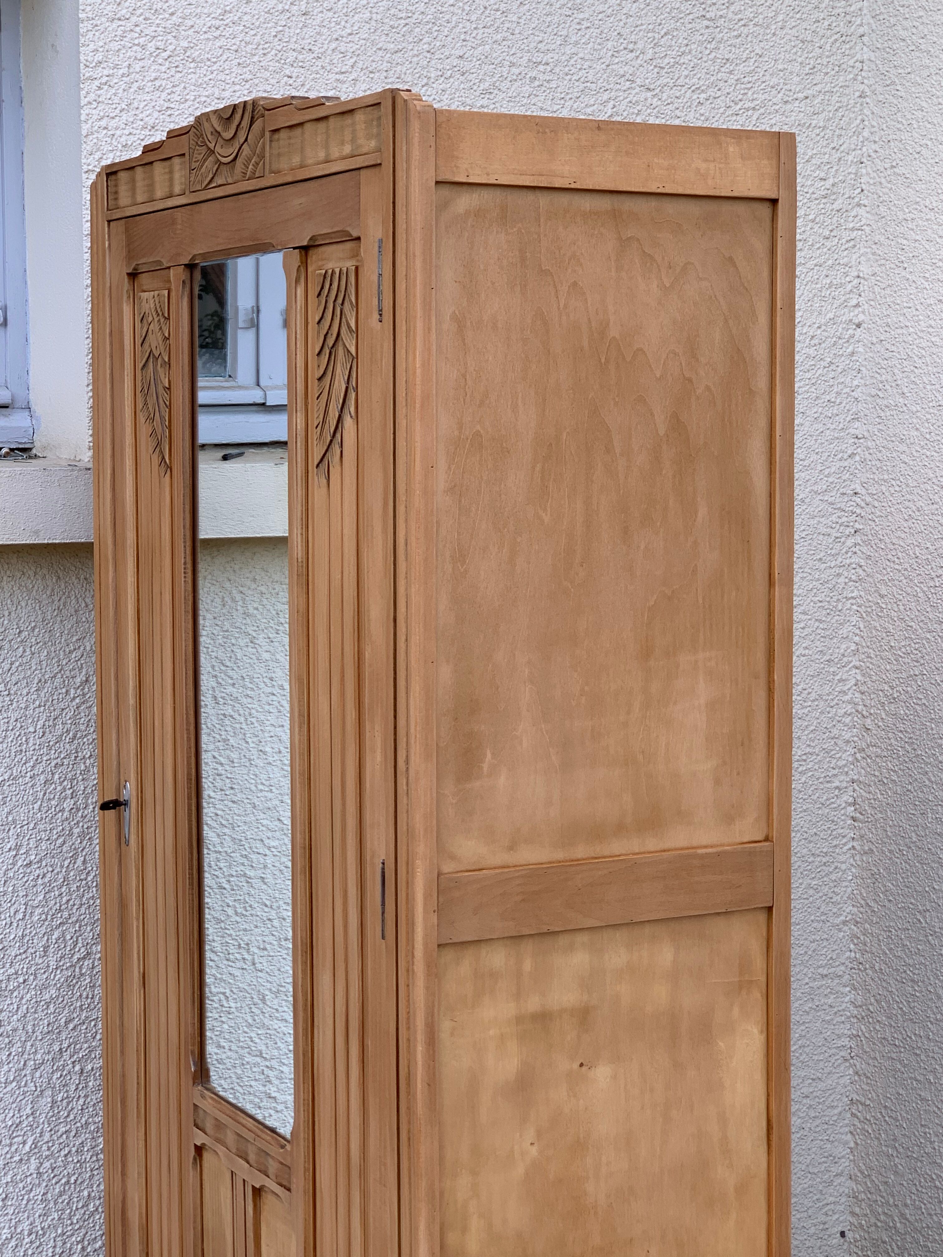 Parisian wardrobe art deco wood brut