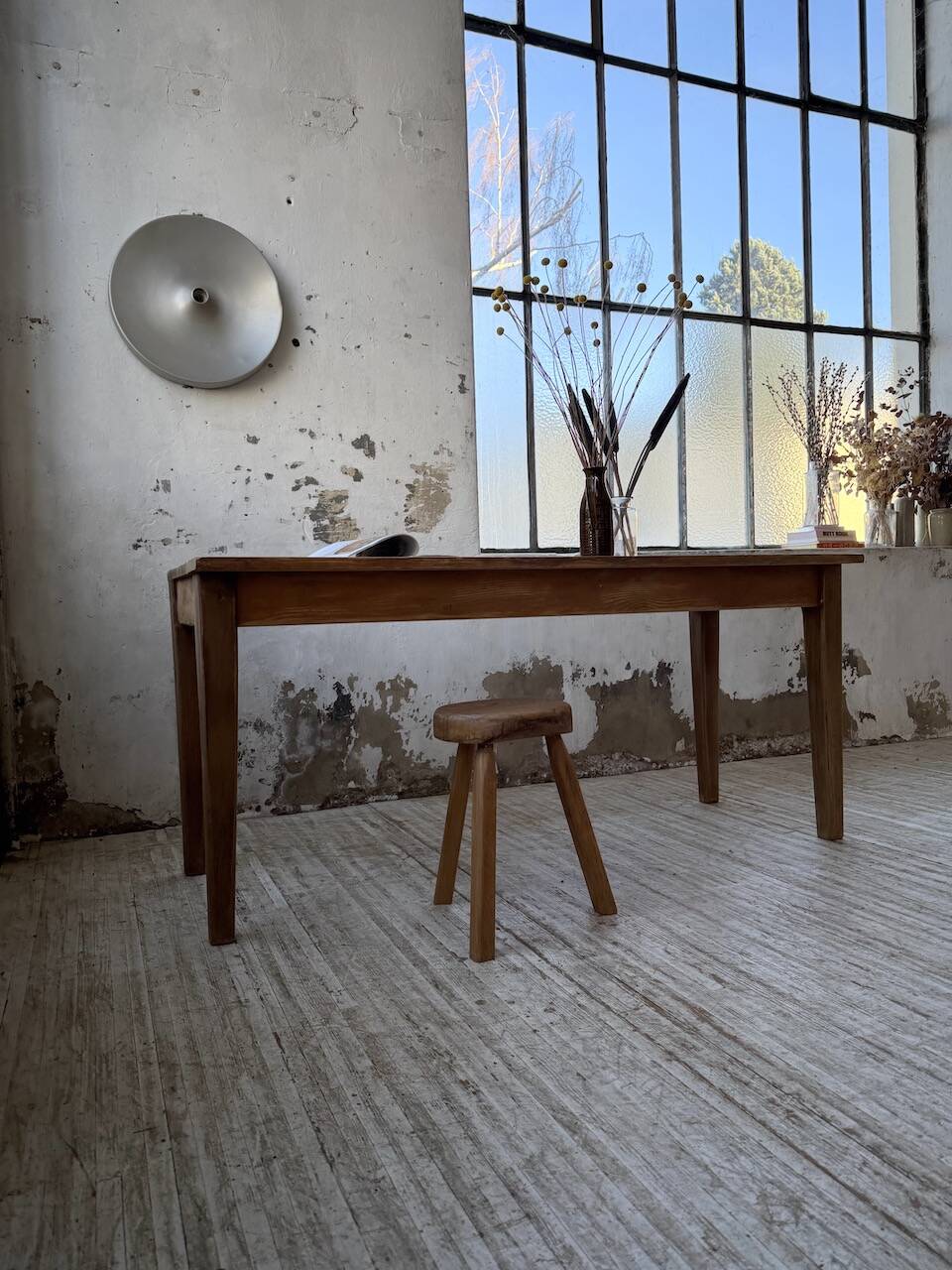 Table de ferme en pin et chêne