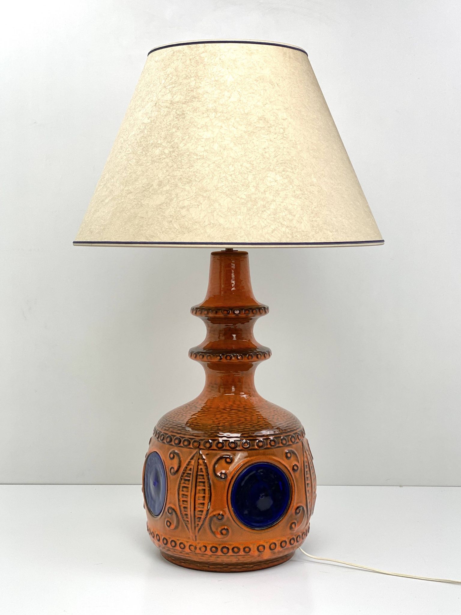 Large vintage ceramic lamp – cobalt blue decor – 1960s/70s