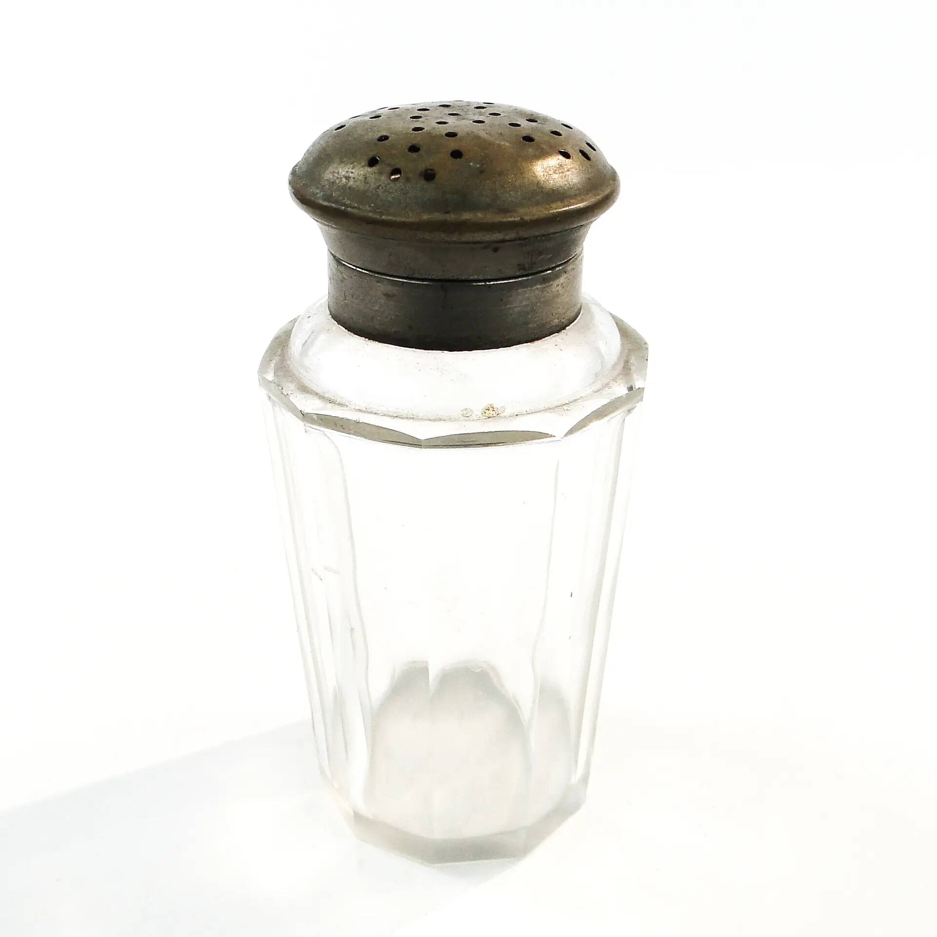 Art déco sugar bowl, crystal, silver-plated brass, Norway, 1930s