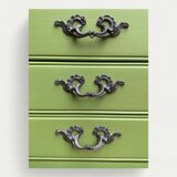 Pair of Louis XV style khaki bedside tables