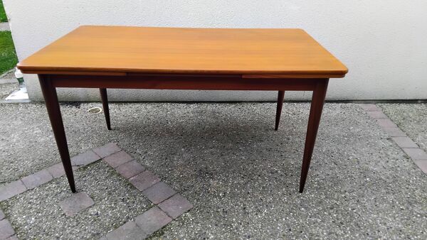 Table de Salle à Manger Rectangulaire Vintage en Teck Scandinave 1960s