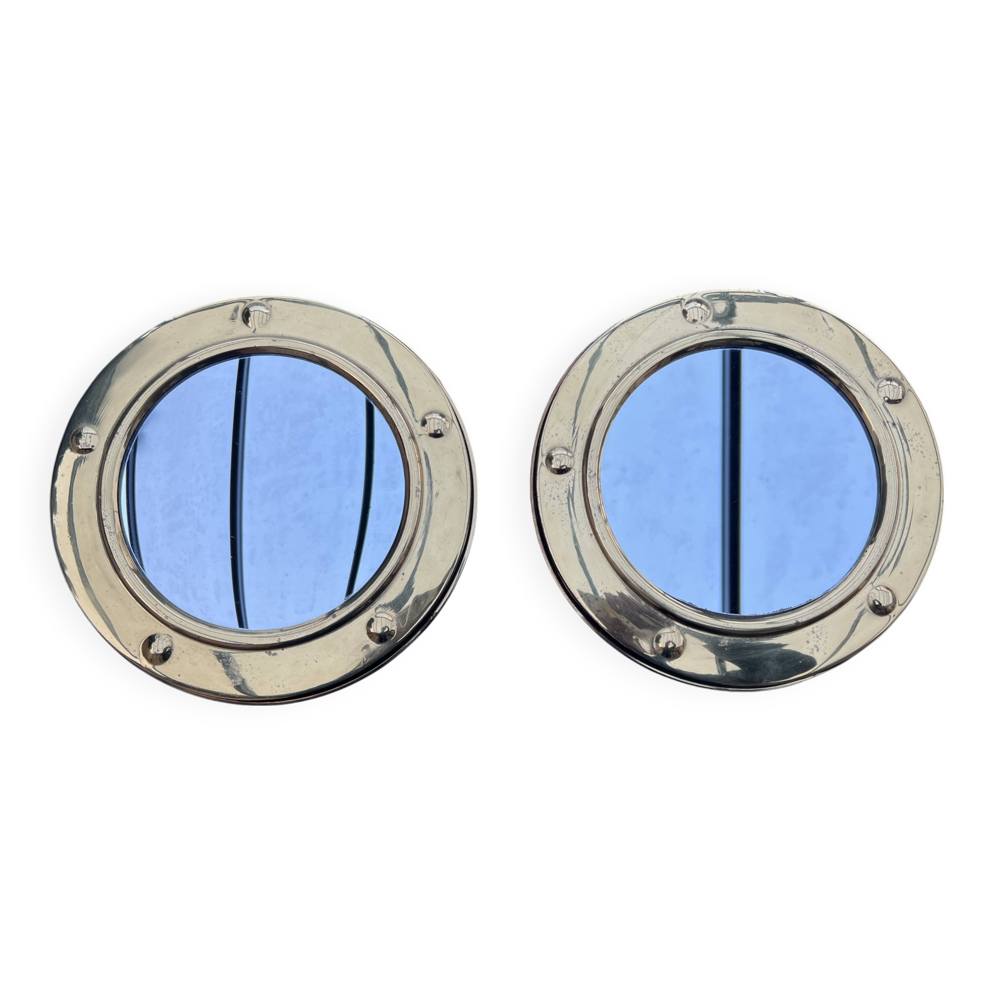 Hanging porthole mirror – Diameter 21 cm, gold color