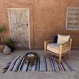 Moroccan carpet Boucherouite colored - 104 x 196 cm