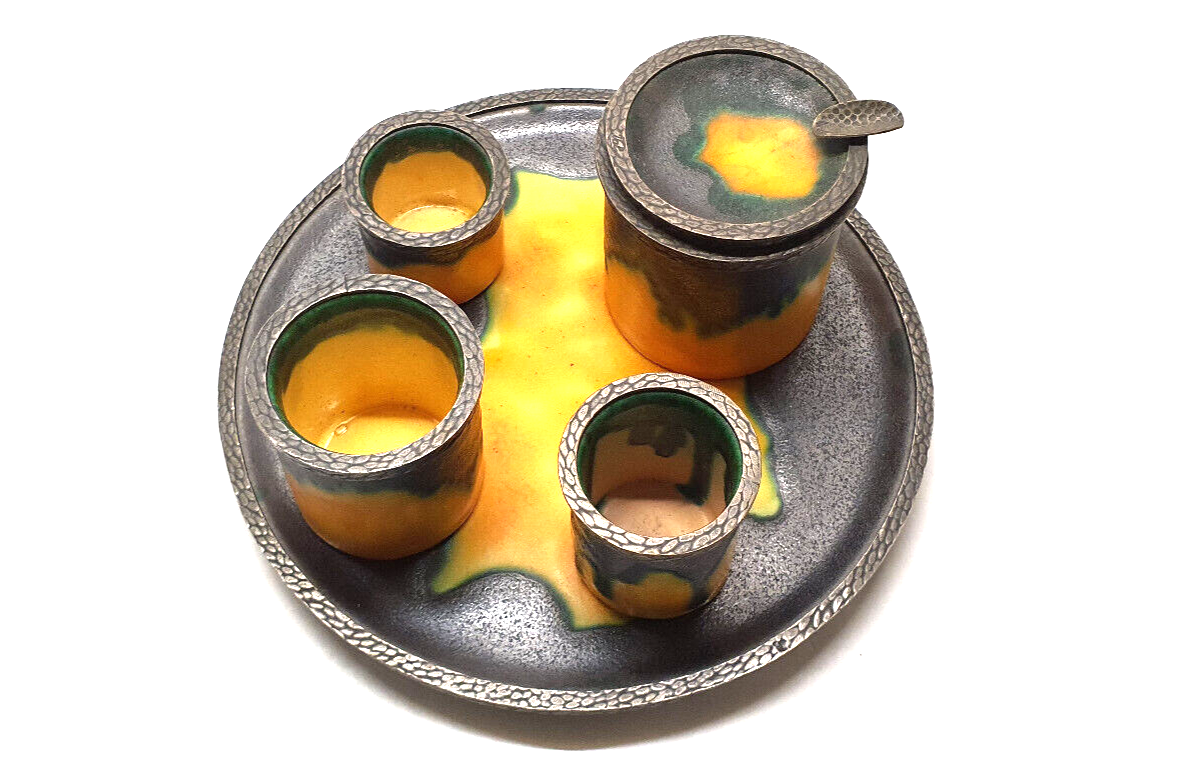 Former smoking tobacco service of Louis Dage 6 pieces art deco collection