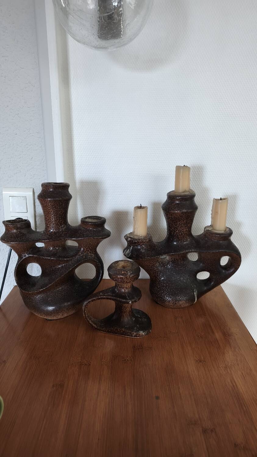 Set of ceramic candle holders - Bastian le Pemp - Quimper