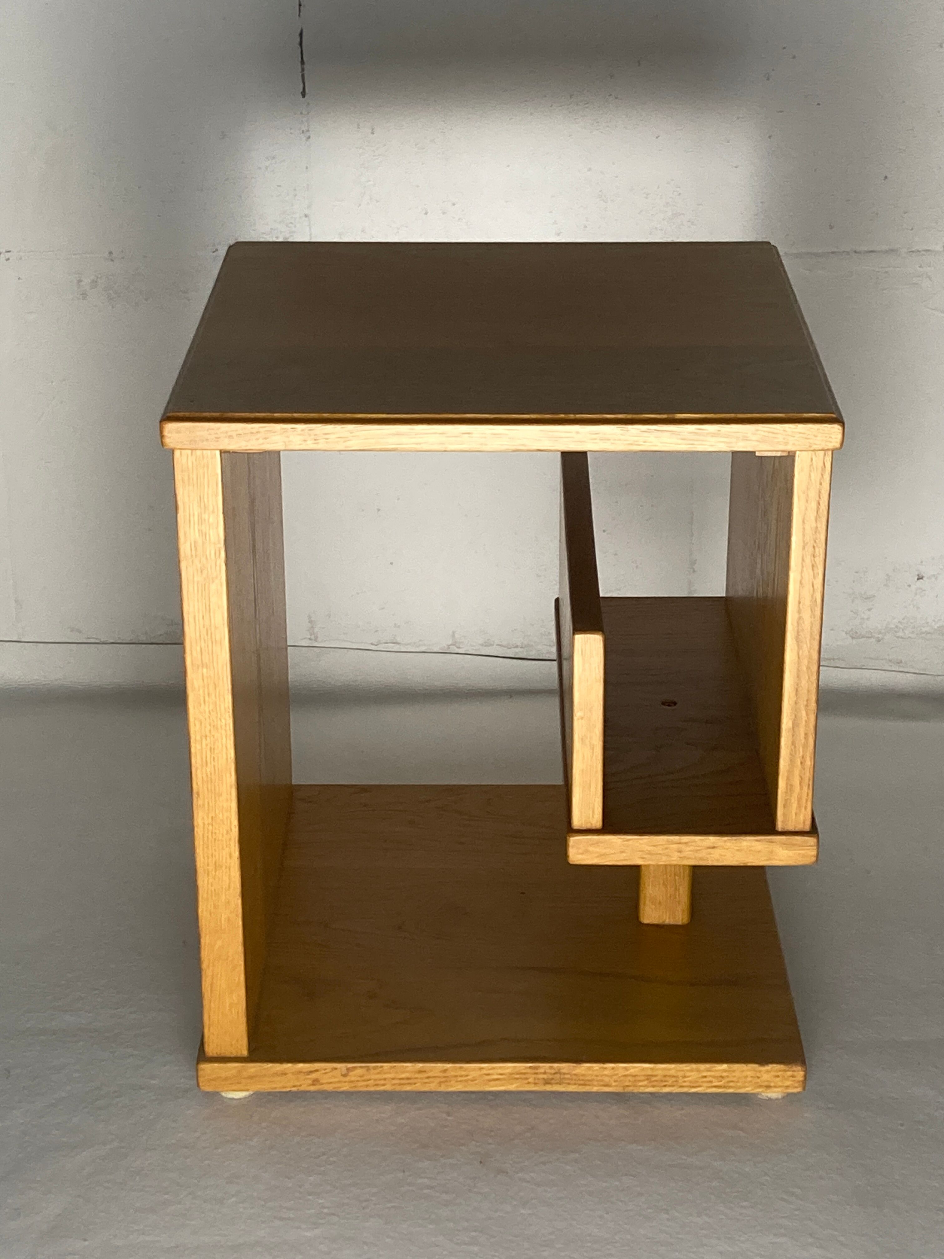 Dutch architectural blonde oak side table, 1980s