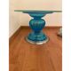 Table basse italienne des années 1980 en verre de Murano bleu et argent de style vénitien