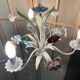 Antique florentine ceiling chandelier floral bouquet design 1970 decorative art sheet metal