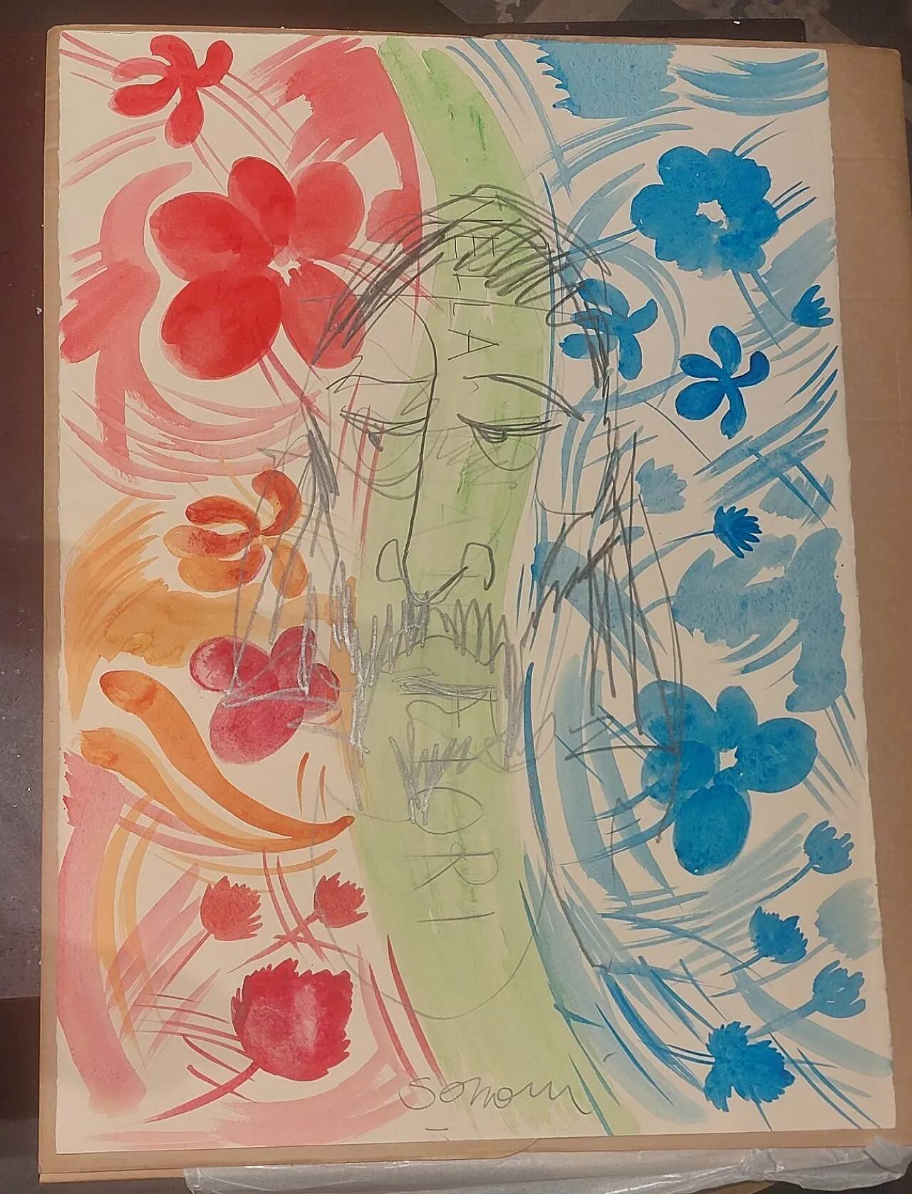 Watercolor by Pietro Soriani, pencil on paper, 2000s