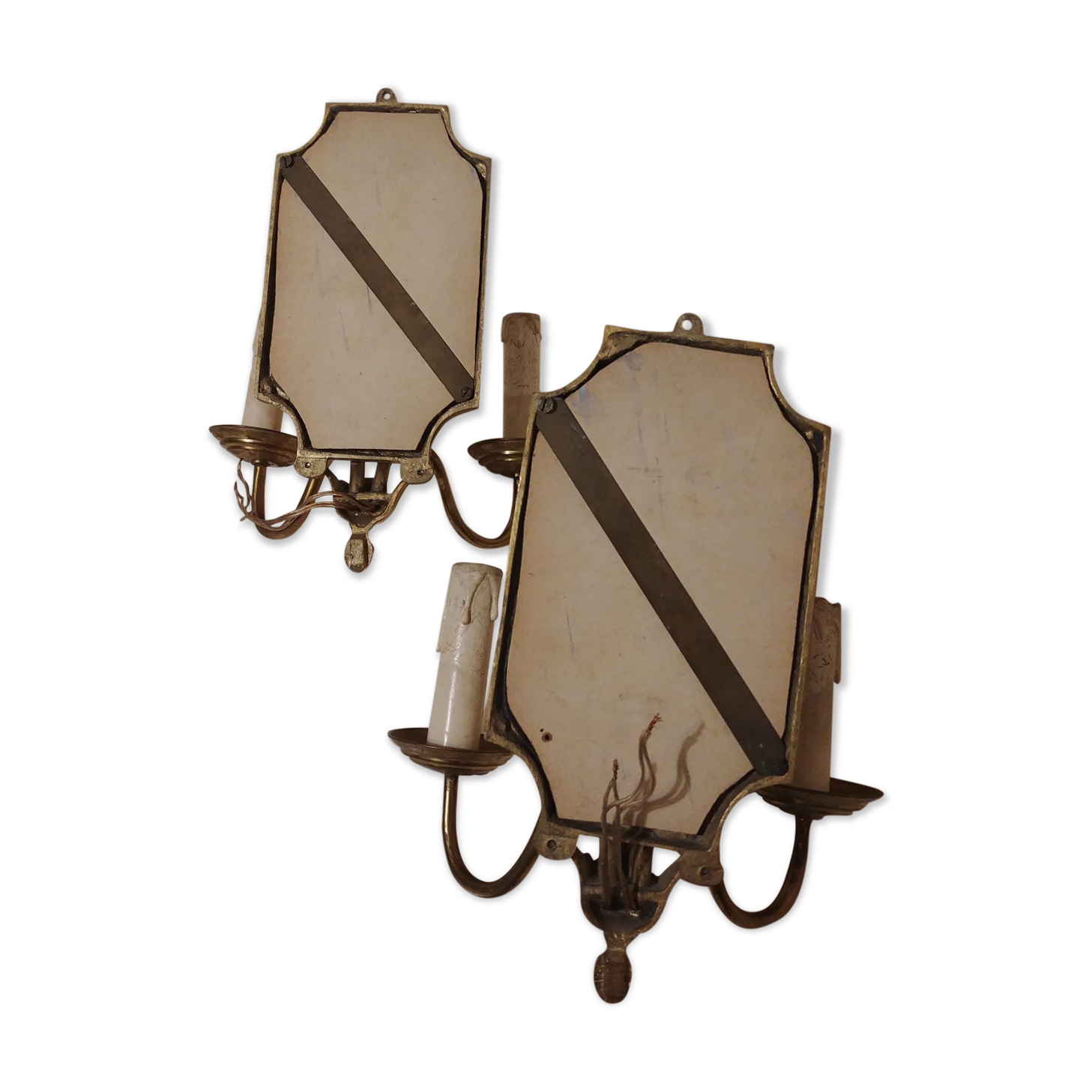 Pair of gold bronze wall lamps