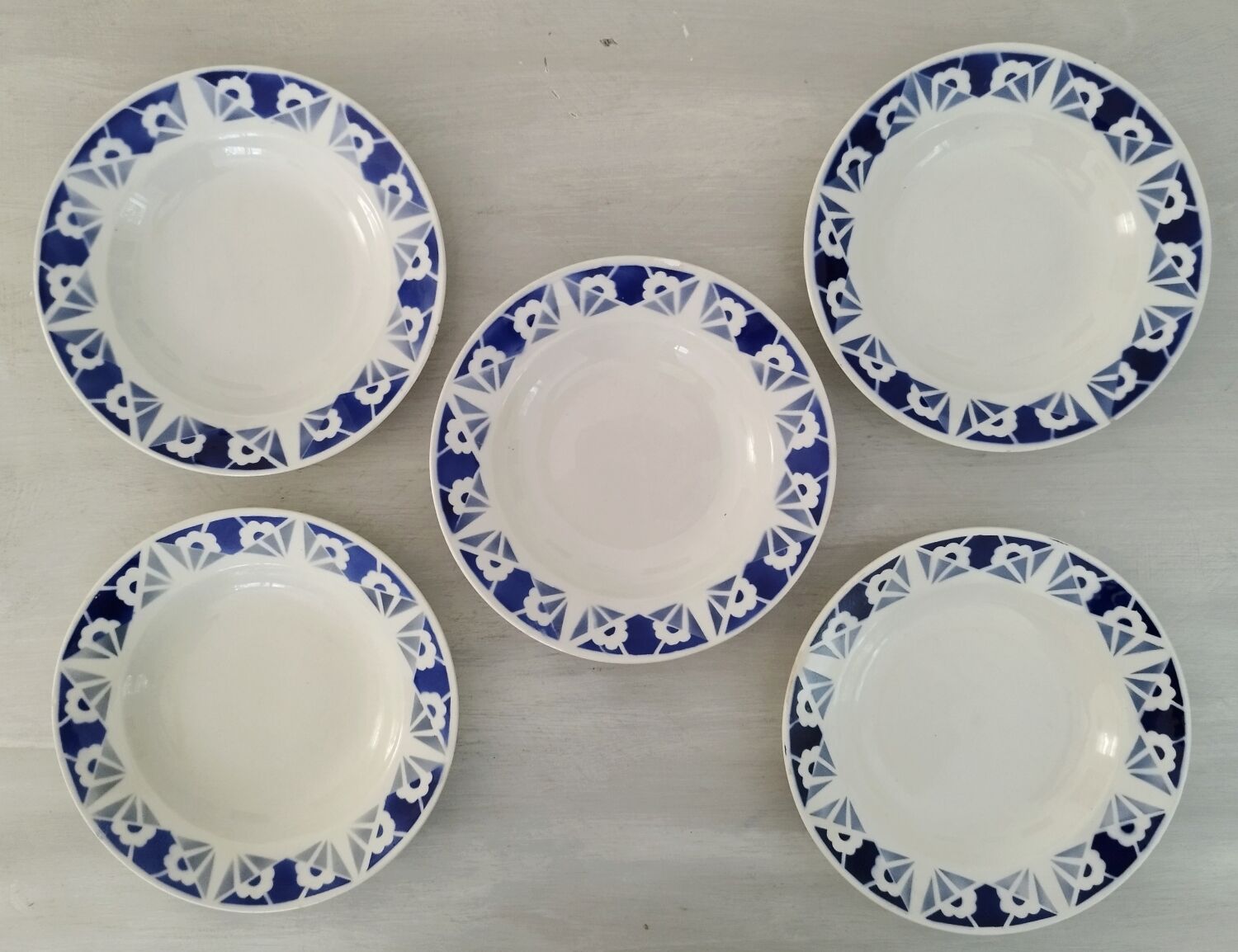 Deep plates opaque porcelain gien flanders model vintage art deco style decor