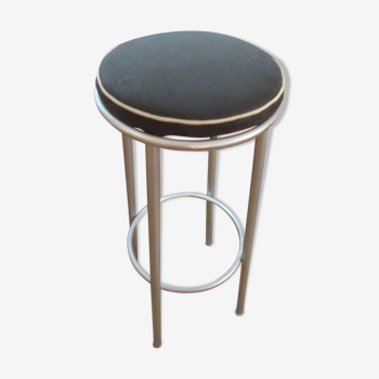 Iron bar stool and black skai seat
